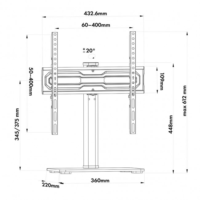 Maclean universal TV stand, for RTV cabinet, stand, max. 35 kg, 20 degree rotation, for 32-55