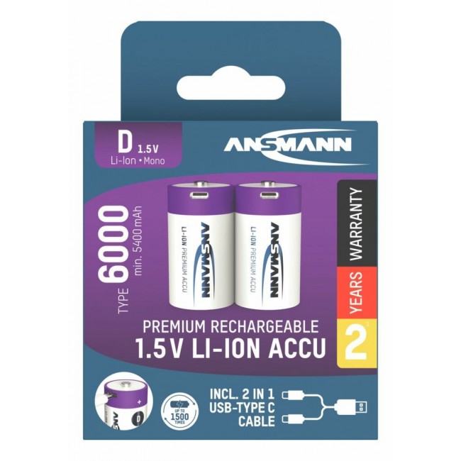 Ansmann 1314-0005 household battery Rechargeable battery D Lithium-Ion (Li-Ion)