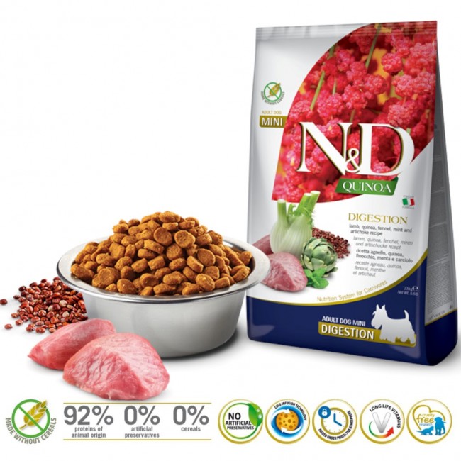 FARMINA N&D Quinoa Dog Digestion Lamb Adult Mini - dry dog food - 2.5 kg