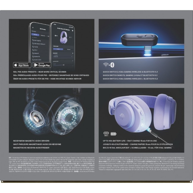 Headset Steelseries Arctis Nova 3P Wireless for Playstation, Levander