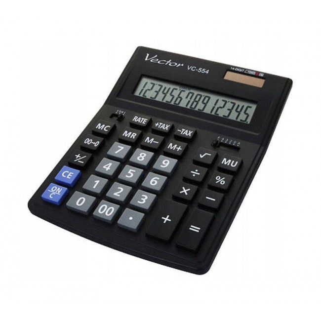 Vector KAV VC-554x Office Calculator, 14-digit, 153x199mm, black Vector KAV VC-554x Office Calculator, 14-digit, 153x199mm, black