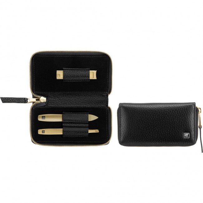 Zwilling Twinox Gold Edition Manicure Set - Black Leather Case, 3 Pieces - Black Zwilling Twinox Gold Edition Manicure Set - Black Leather Case, 3 Pieces - Black