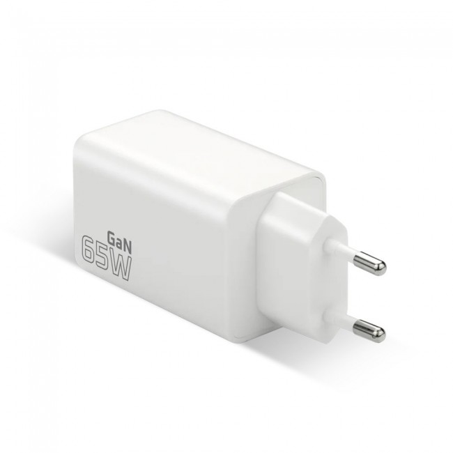 Charger GaN 1 x USB, 2 x USB-C Quick Charge 4+ 65W white Charger GaN 1 x USB, 2 x USB-C Quick Charge 4+ 65W white
