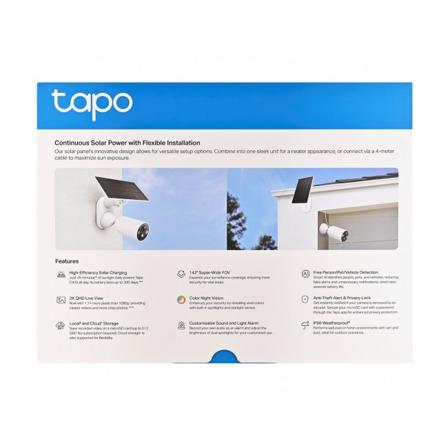 TP-Link Tapo Solar-Powered Security Camera Kit 1 C425, 1 A201