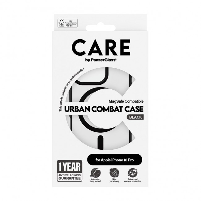 PanzerGlass CARE by Flagship Case Transparent Urban Combat w. Black Frame & MagSafe iPhone 16 Pro PanzerGlass CARE by Flagship Case Transparent Urban Combat w. Black Frame & MagSafe iPhone 16 Pro