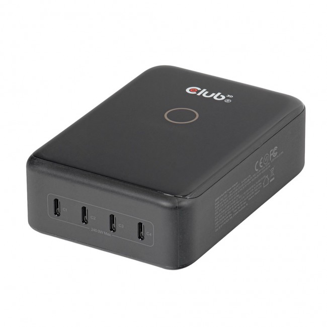 CLUB3D CAC-1933 4-Port USB-C Charging Station 240W GaN PD 3.1 + PPS + LED Display
