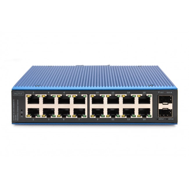 Digitus 16 port Gigabit Ethernet network switch, industrial, unmanaged, 2 SFP uplink Digitus 16 port Gigabit Ethernet network switch, industrial, unmanaged, 2 SFP uplink