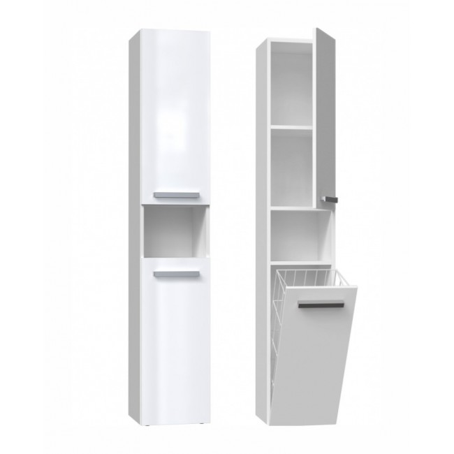 Bathroom cabinet NEL III 31x30x174 cm, white, glossy Bathroom cabinet NEL III 31x30x174 cm, white, glossy