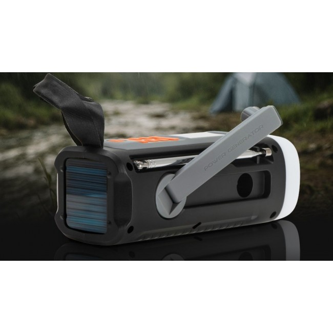 Adler AD 1920 Emergency radio Solar panel / Crank / Powerbank 4500 mAh Black