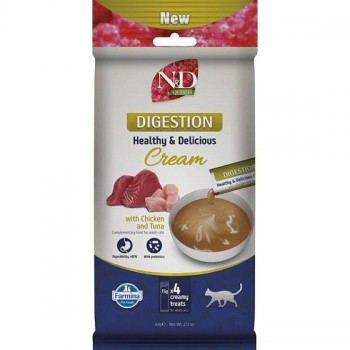 FARMINA N&D Quinoa Cat Digestion Cream with Chicken & Tuna box cat treat 4x15g