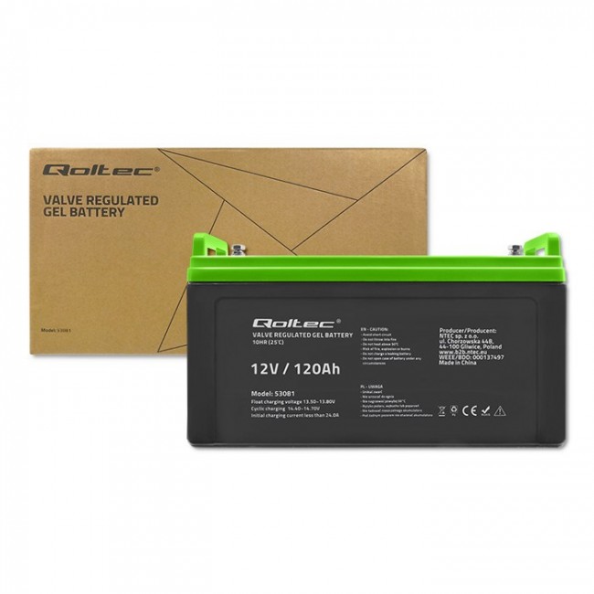 Qoltec 53081 Gel battery | 12V | 120AH Qoltec 53081 Gel battery | 12V | 120AH