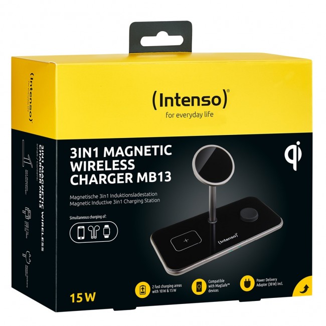 Intenso MB13 Headphones, Smartphone, Smartwatch Black USB Wireless charging Fast charging Indoor Intenso MB13 Headphones, Smartphone, Smartwatch Black USB Wireless charging Fast charging Indoor