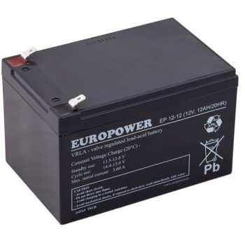 Akumulator AGM EUROPOWER serii EP 12V 12Ah ( ywotno 6-9 lat)