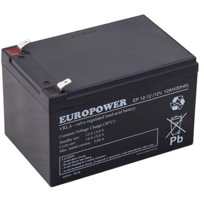 Akumulator AGM EUROPOWER serii EP 12V 12Ah ( ywotno 6-9 lat) Akumulator AGM EUROPOWER serii EP 12V 12Ah ( ywotno 6-9 lat)