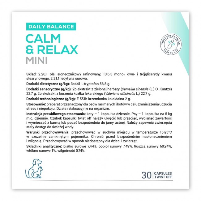 VETEXPERT Calm&Relax Mini - supplements for dogs and cats - 30 pcs VETEXPERT Calm&Relax Mini - supplements for dogs and cats - 30 pcs
