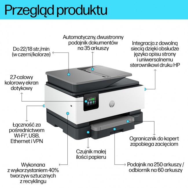 HP OfficeJet Pro 9120b Wireless All-in-One Color Printer, Two-sided printing Copier, Scanner