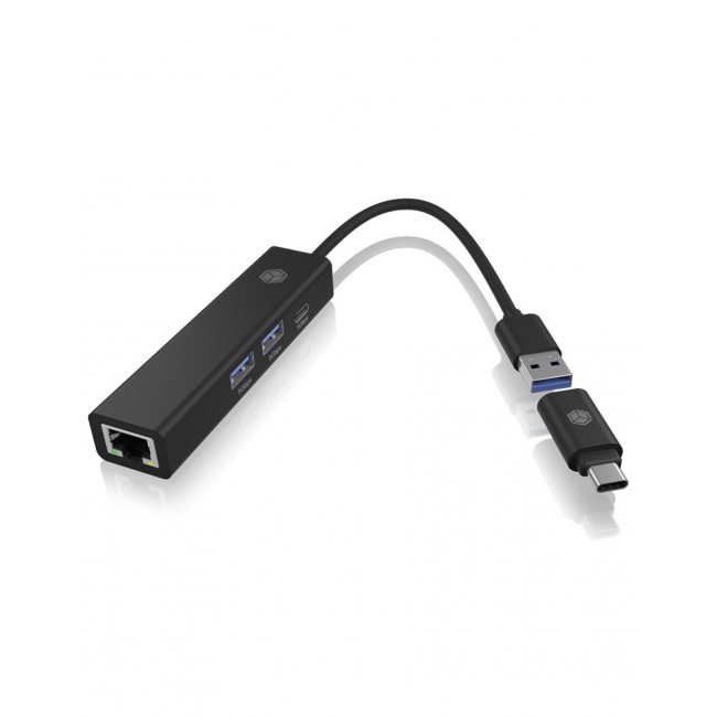 ICY BOX IB-HUB1439-LAN Wired USB 3.2 Gen 1 (3.1 Gen 1) Type-A Black