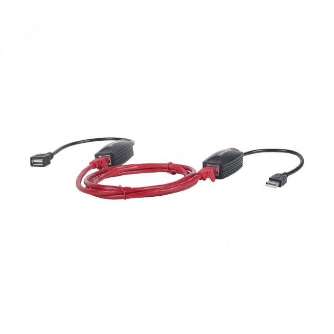 Manhattan USB-A Line Extender, for use with RJ45 network cable (not included), extends USB Device up to 60m, bus power, Cat5e/Cat6/Cat6A RJ45 network cables suitable, Black, Three Year Warranty Manhattan USB-A Line Extender, for use with RJ45 network cable (not included), extends USB Device up to 60m, bus power, Cat5e/Cat6/Cat6A RJ45 network cables suitable, Black, Three Year Warranty