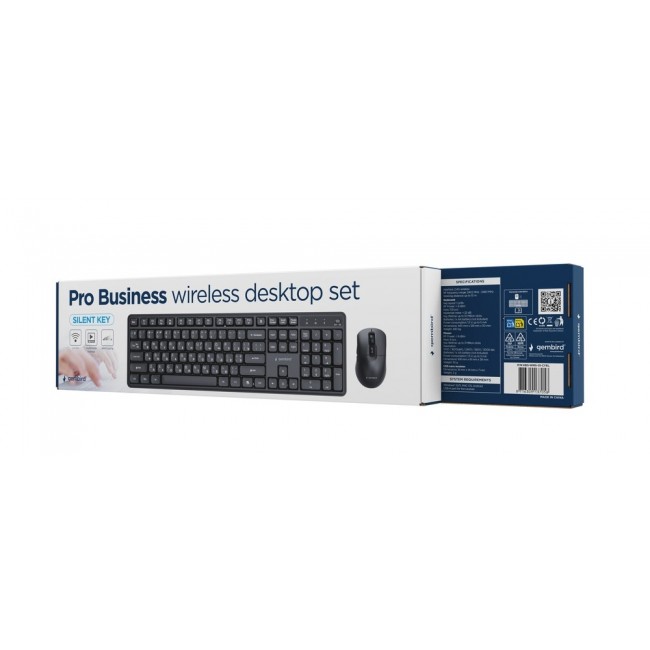 Gembird KBS-WMS-01-CYRL Silent key Pro Business wireless desktop set, black, RU layout