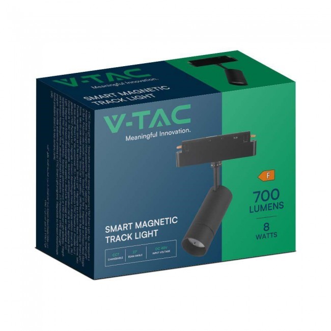 Luminaire Overhang Rail 48V V-TAC 8W LED SMART WiFi TRACKLIGHT 3in1 Black VT-908D 2700K-6400K 700lm Luminaire Overhang Rail 48V V-TAC 8W LED SMART WiFi TRACKLIGHT 3in1 Black VT-908D 2700K-6400K 700lm