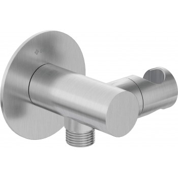 Round angled connector with handset holder