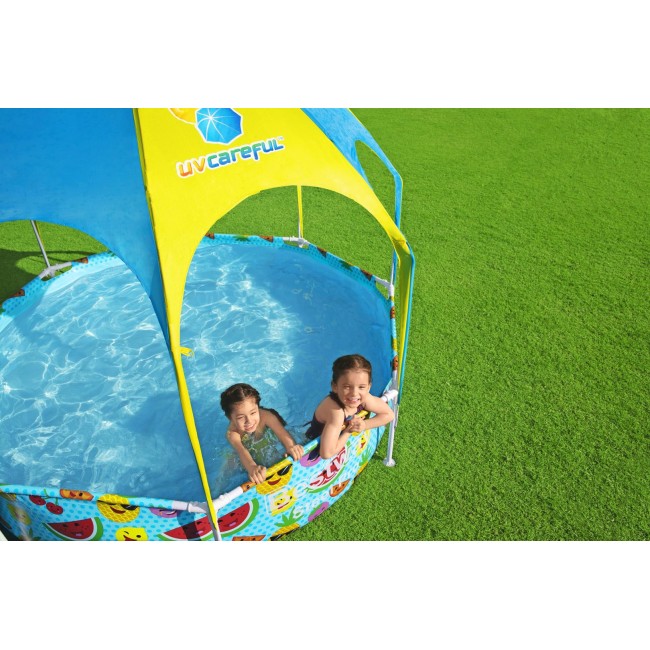 Bestway Steel Pro 2.44m x 51cm Splash-in-shade Play Pool, Orange/Yellow