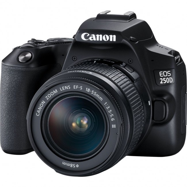 Canon EOS 250D + EF-S 18-55mm f/3.5-5.6 III SLR Camera Kit 24.1 MP CMOS 6000 x 4000 pixels Black Canon EOS 250D + EF-S 18-55mm f/3.5-5.6 III SLR Camera Kit 24.1 MP CMOS 6000 x 4000 pixels Black