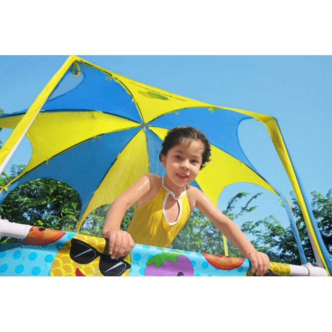 Bestway Steel Pro 2.44m x 51cm Splash-in-shade Play Pool, Orange/Yellow