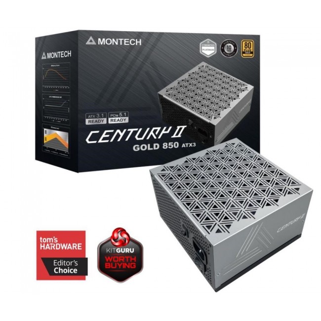 Montech CENTURY II power supply unit 850 W 20+4 pin ATX ATX Silver, Black