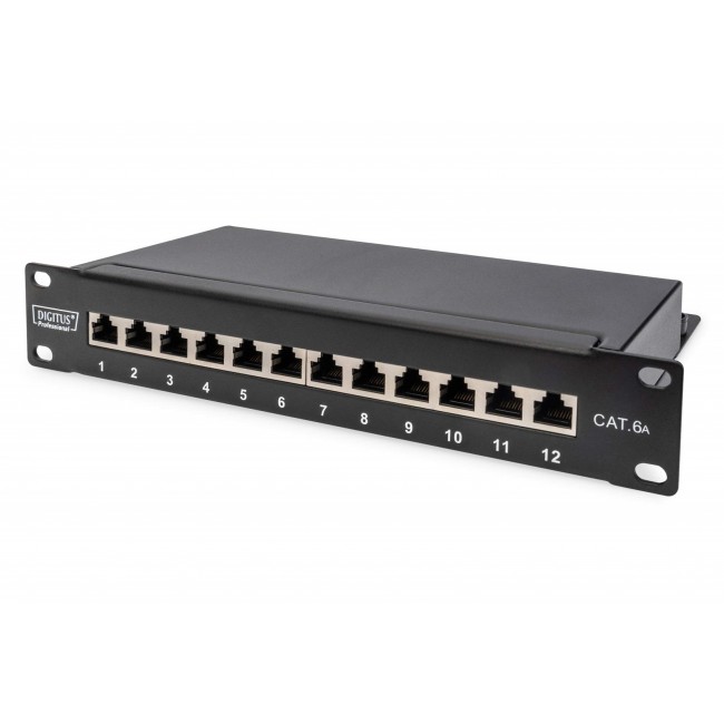 Digitus CAT 6A Patch Panel, shielded, 12-Port, 1HE, 10