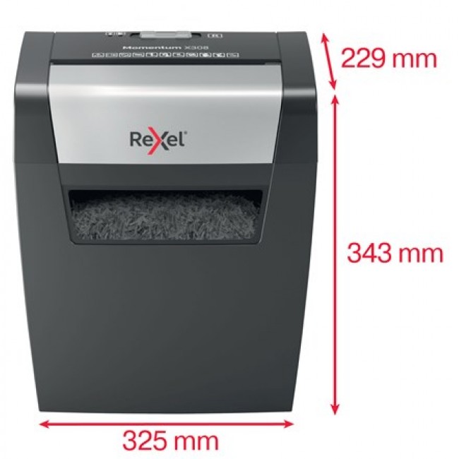 Rexel Momentum X308 paper shredder Particle-cut shredding Black, Grey