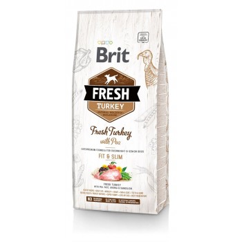 BRIT Fresh Turkey & Pea Fit & Slim - Dry dog food Turkey with pea - 12 kg