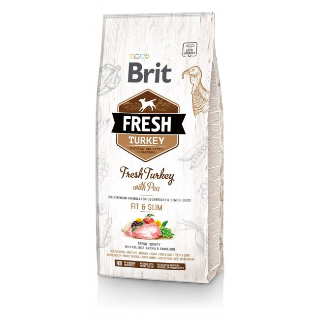 BRIT Fresh Turkey & Pea Fit & Slim - Dry dog food Turkey with pea - 12 kg