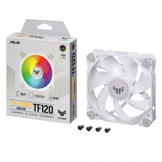 ASUS TUF GAMING TF120 ARGB WHITE EDITION Computer case Air cooler 12 cm 1 pc(s) ASUS TUF GAMING TF120 ARGB WHITE EDITION Computer case Air cooler 12 cm 1 pc(s)