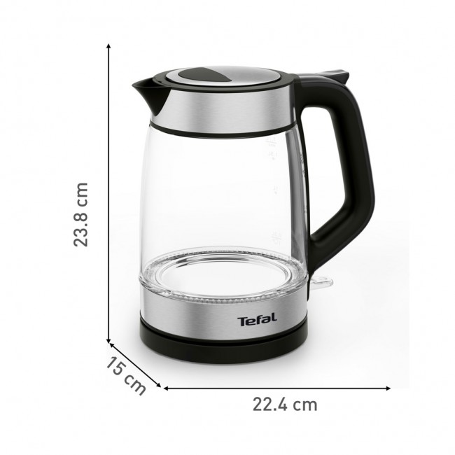 Tefal Glass Kettle KI605830 electric kettle 1.7 L 2200 W Black, Silver, Transparent