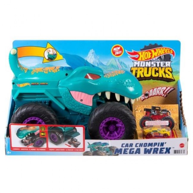 Hot Wheels Monster Trucks Car Chompin Mega Wrex Vehicle, For Ages 3 Years & Up Hot Wheels Monster Trucks Car Chompin Mega Wrex Vehicle, For Ages 3 Years & Up