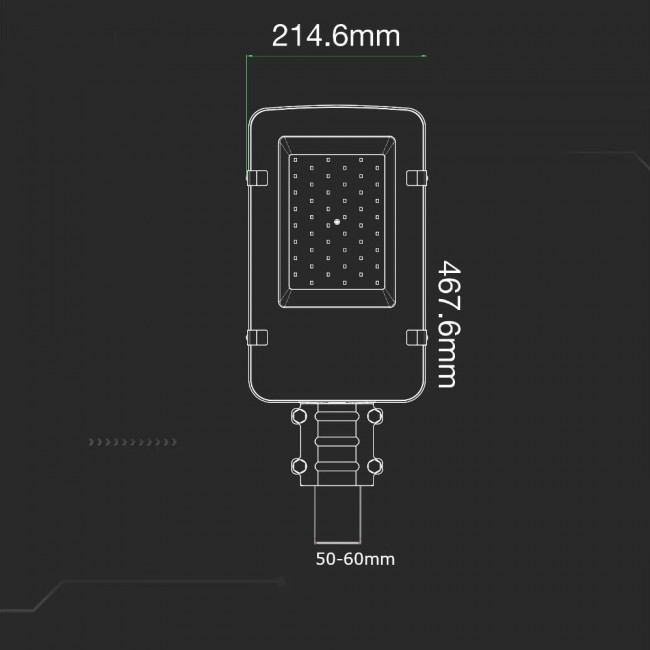 LED street luminaire V-TAC VT-50ST 50W SAMSUNG CHIP 6500K 4700lm (SKU 21528) Grey LED street luminaire V-TAC VT-50ST 50W SAMSUNG CHIP 6500K 4700lm (SKU 21528) Grey