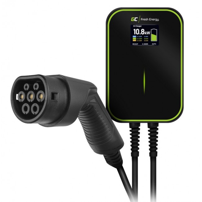 Green Cell EV14 electric vehicle charging station Black Aluminium Wall 3 Built-in display LCD
