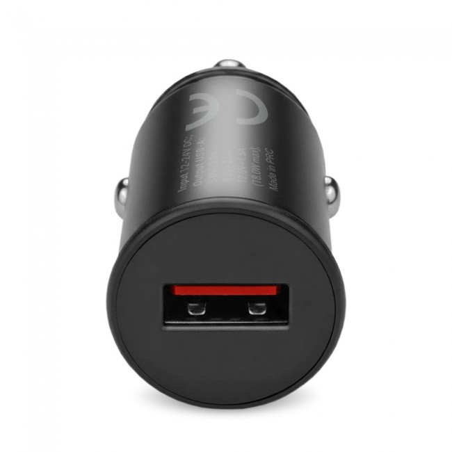 Car charger 1 X USB QC3.0 18W black + cable USB-C 1m