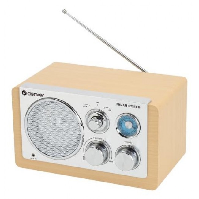 Denver TR-63LW radio Personal Analog Bamboo, Silver Denver TR-63LW radio Personal Analog Bamboo, Silver