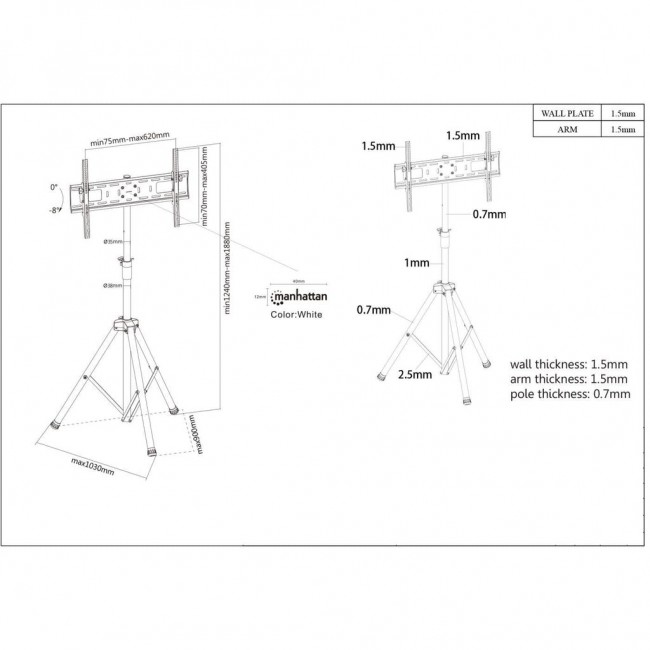 TV Tripod Floor Stand LCD/LED 37-70 Inch Portable