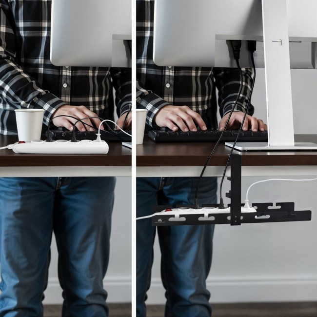 Maclean under-desk cable organizer, max load 5kg, black, MC-105 B Maclean under-desk cable organizer, max load 5kg, black, MC-105 B