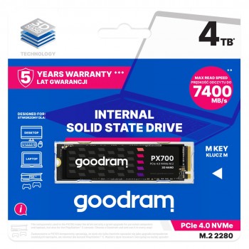 Goodram PX700 SSD SSDPR-PX700-04T-80 internal solid state drive M.2 4.1 TB PCI Express 4.0 NVMe 3D NAND