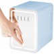 ELLE 4L mini fridge with LED make-up mirror, blue