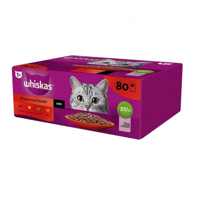WHISKAS Classic Meals in sauce Poultry, Lamb, Beef, Chicken - wet cat food - 80x85g WHISKAS Classic Meals in sauce Poultry, Lamb, Beef, Chicken - wet cat food - 80x85g