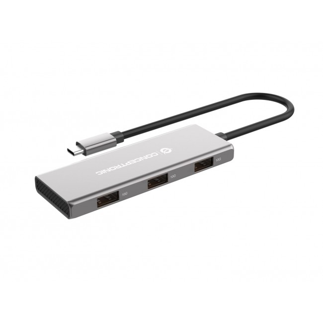 Conceptronic HUBBIES17G interface hub USB 3.2 Gen 2 (3.1 Gen 2) Type-C 10000 Mbit/s Grey