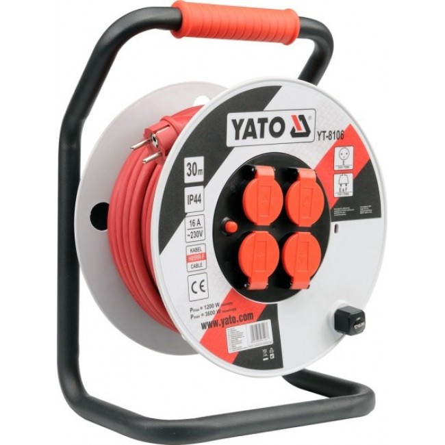 Yato YT-8108 power extension 50 m 4 AC outlet(s) Indoor/outdoor Black, Red, White