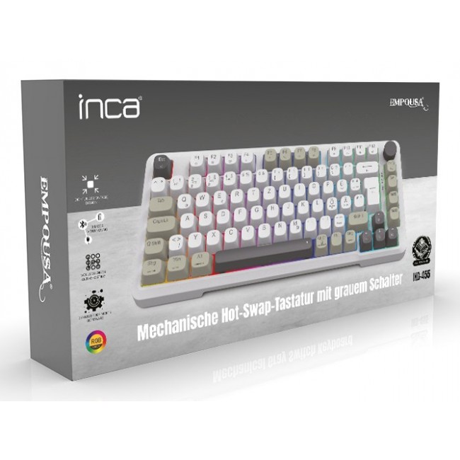 Inca IKG-455 keyboard Gaming USB + RF Wireless + Bluetooth QWERTY German White