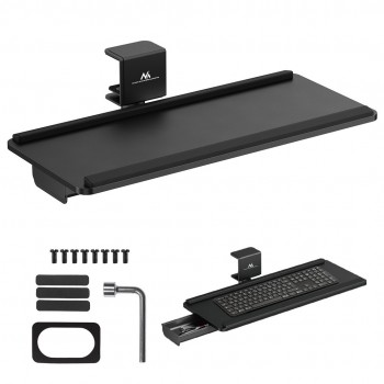 Maclean under-desk keyboard holder, max. load 5kg, adjustable horizontally and vertically, black, MC-108 B