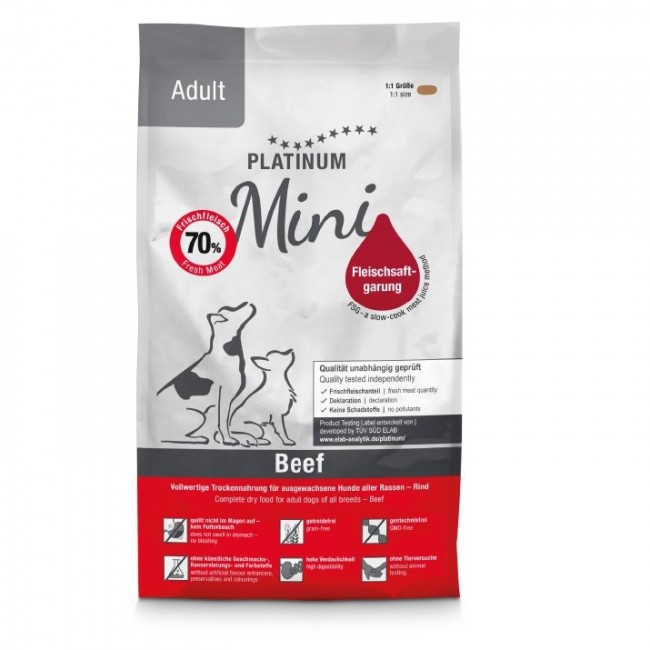 PLATINUM Adult Beef Mini - semi-moist dog food - 900g